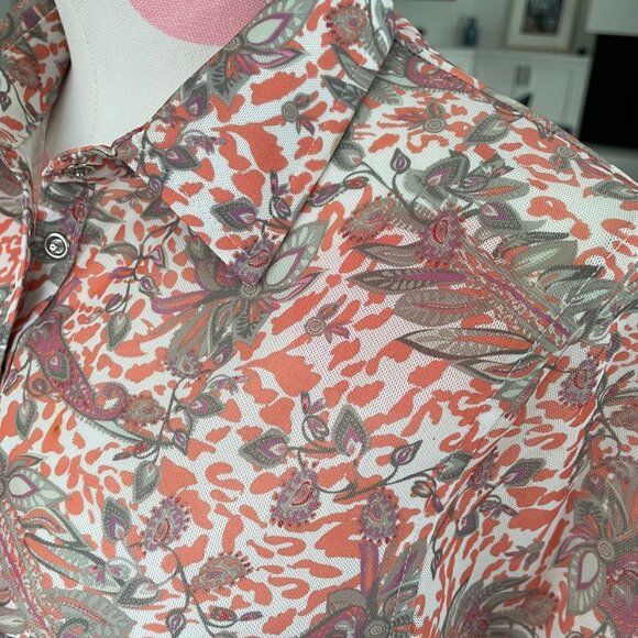Daily Sports Born In Sweden LS 1/4 Snap Paisley Print Blouse Multi Color Sz M - Picture 4 of 9